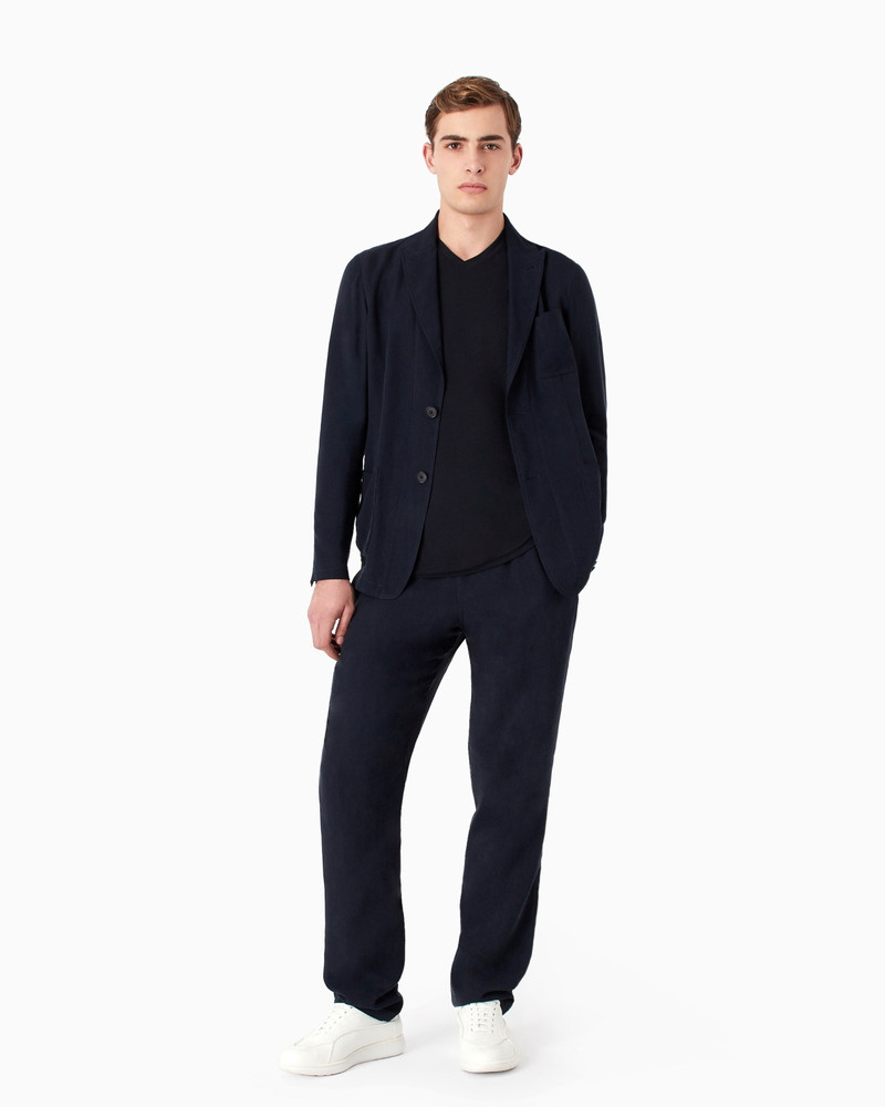 GIORGIO ARMANI Icon single-breasted jacket in cupro outlook