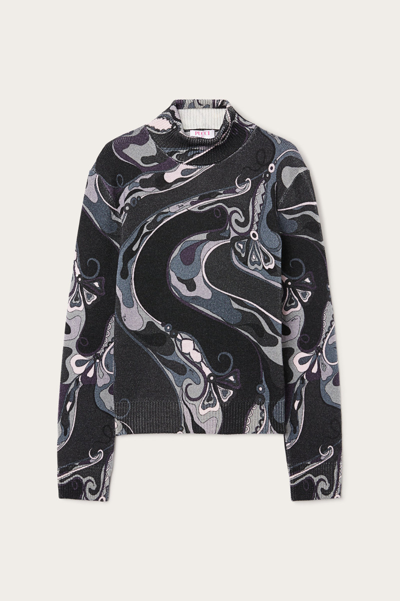 ORCHIDEE PRINT HIGH NECK SWEATER IN WOOL 1