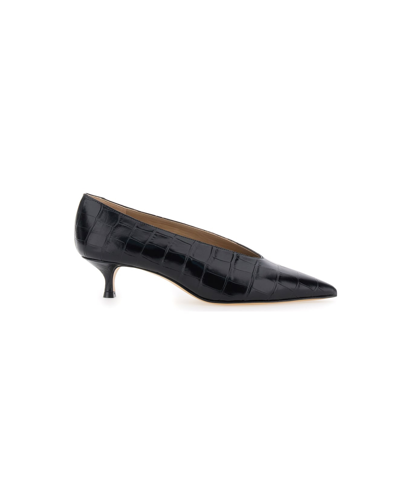 Black Pumps With Kitten Heel In Patent Leather Woman - 1