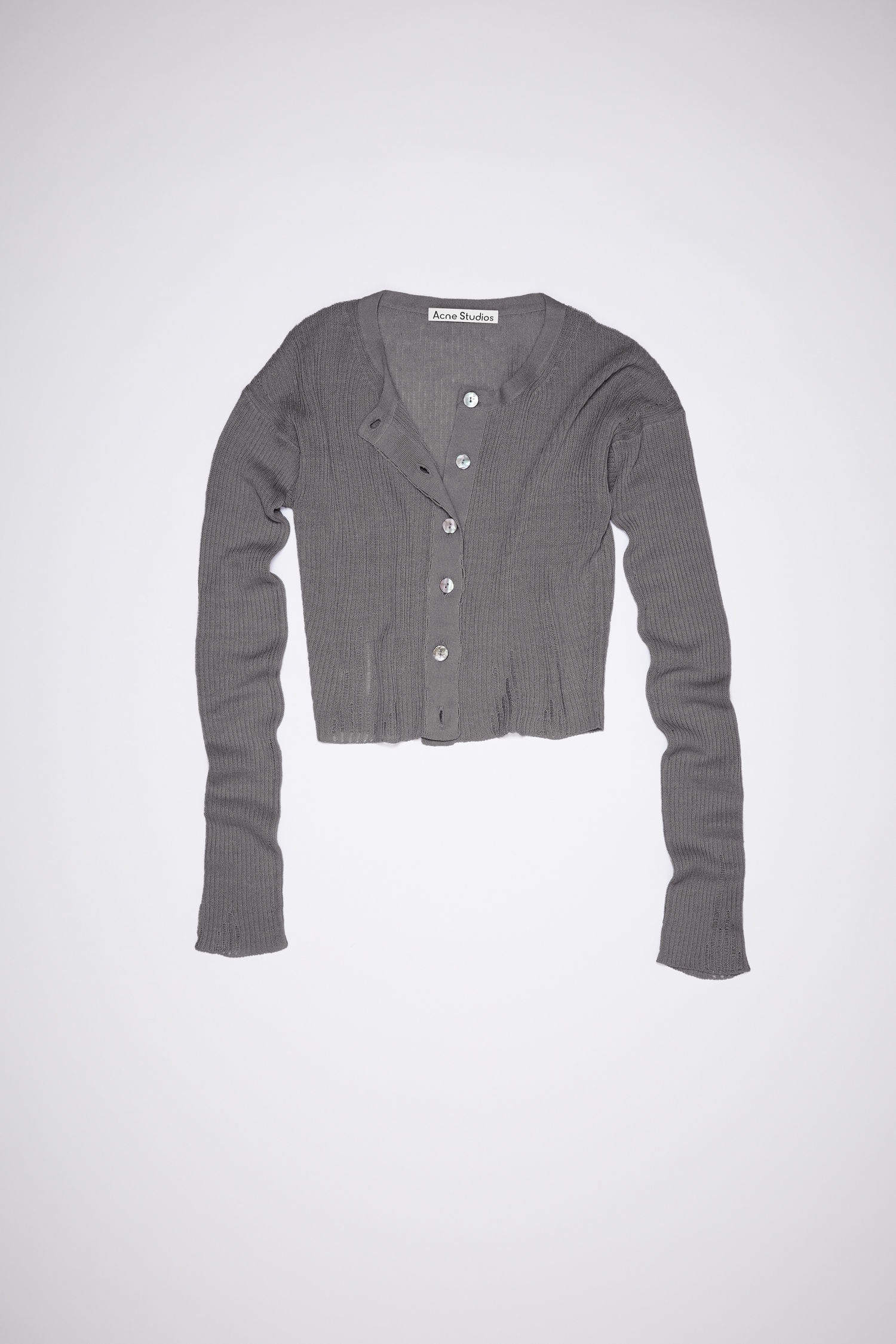 Linen blend cardigan - Charcoal Grey - 4