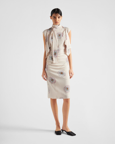 Prada Printed sablé dress with scarf collar outlook