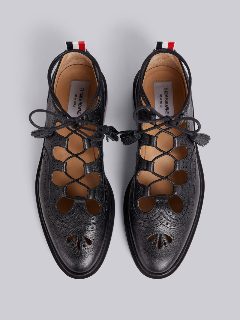 Black Pebbled Calfskin Ghillie Brogue 4