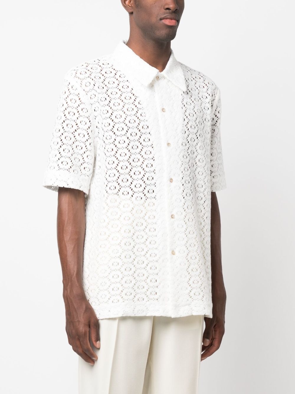 pointelle-knit shirt - 3