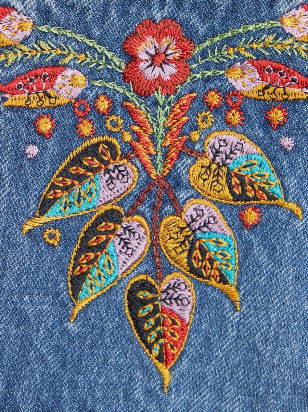 floral-embroidered flared jeans - 5