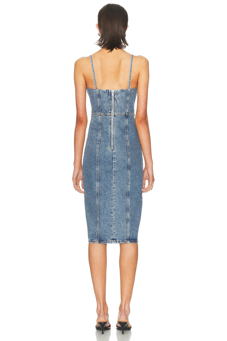 Colored Denim Midi Snap Dress - 3