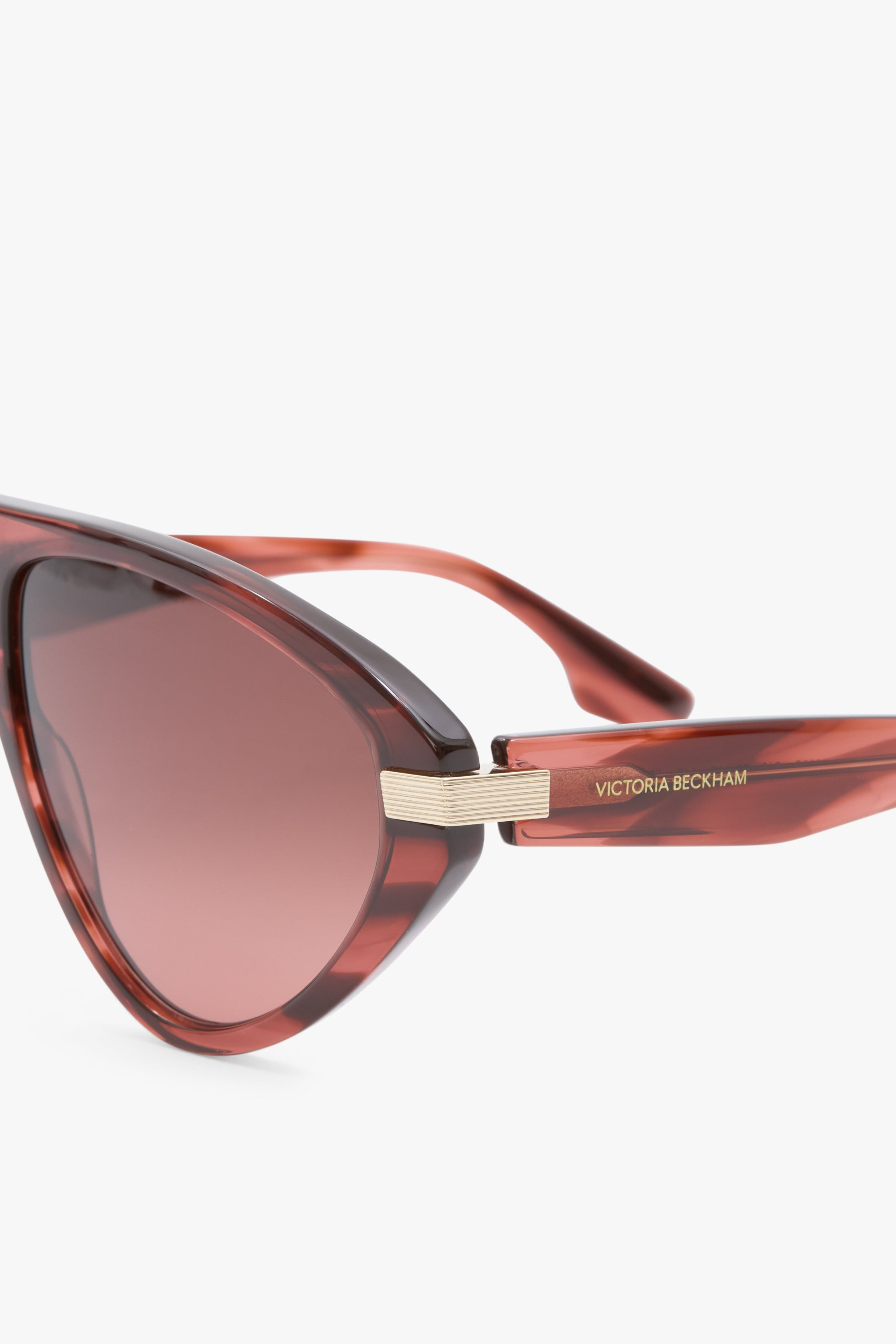 Visor Hinge-Detail Sunglasses in Striped Wine - 5