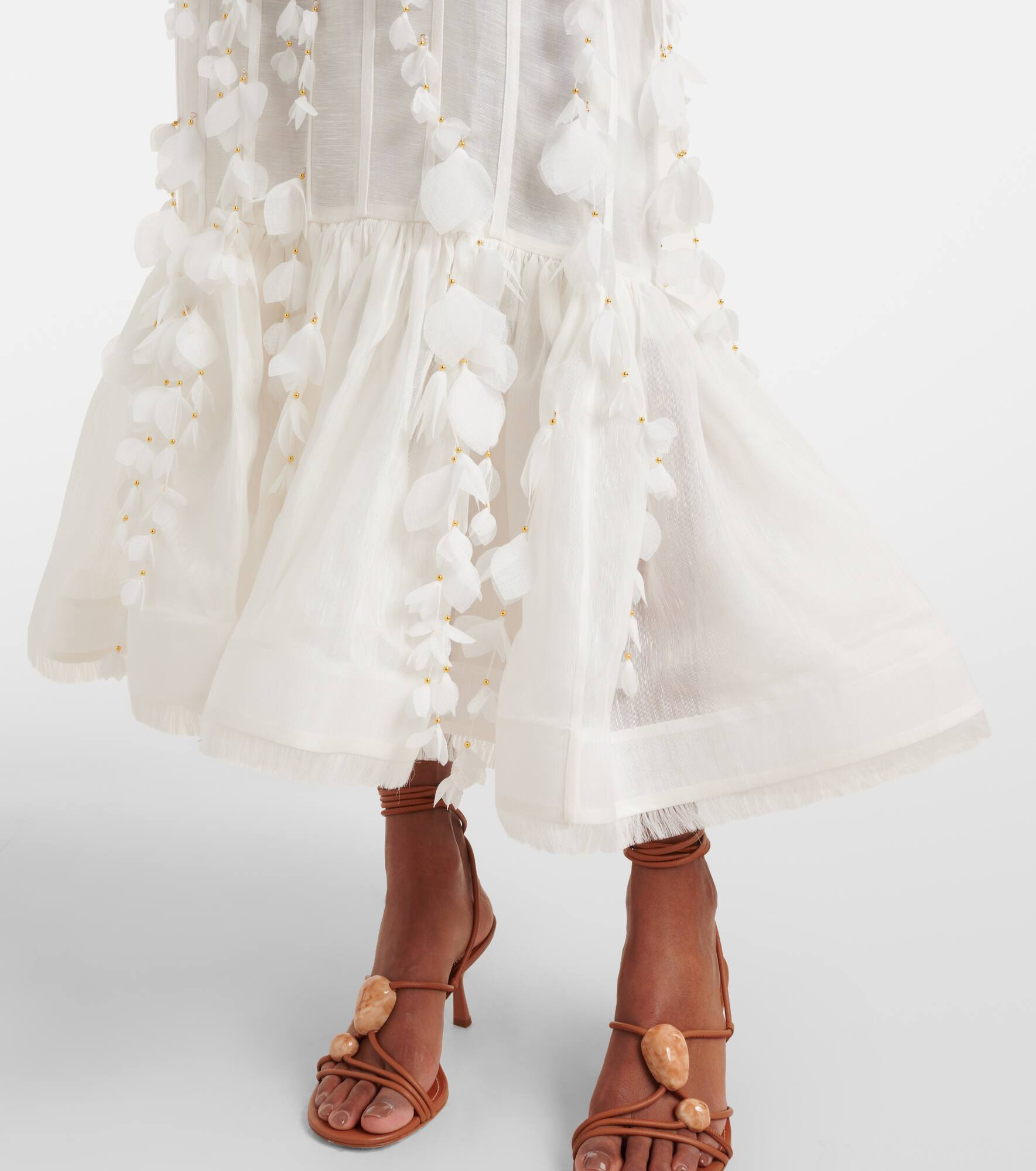 Dawning linen and silk midi dress - 5
