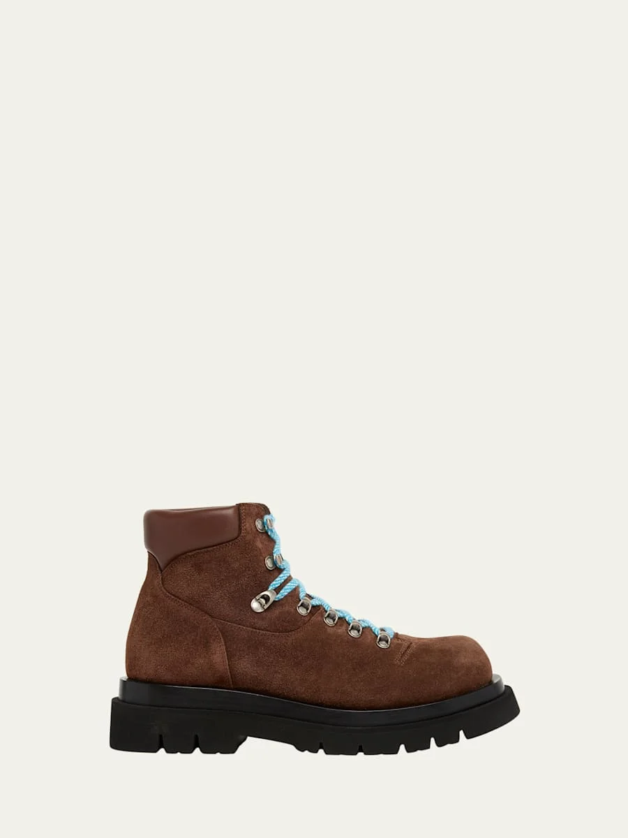 Suede Lug Hiking Ankle Boots - 1
