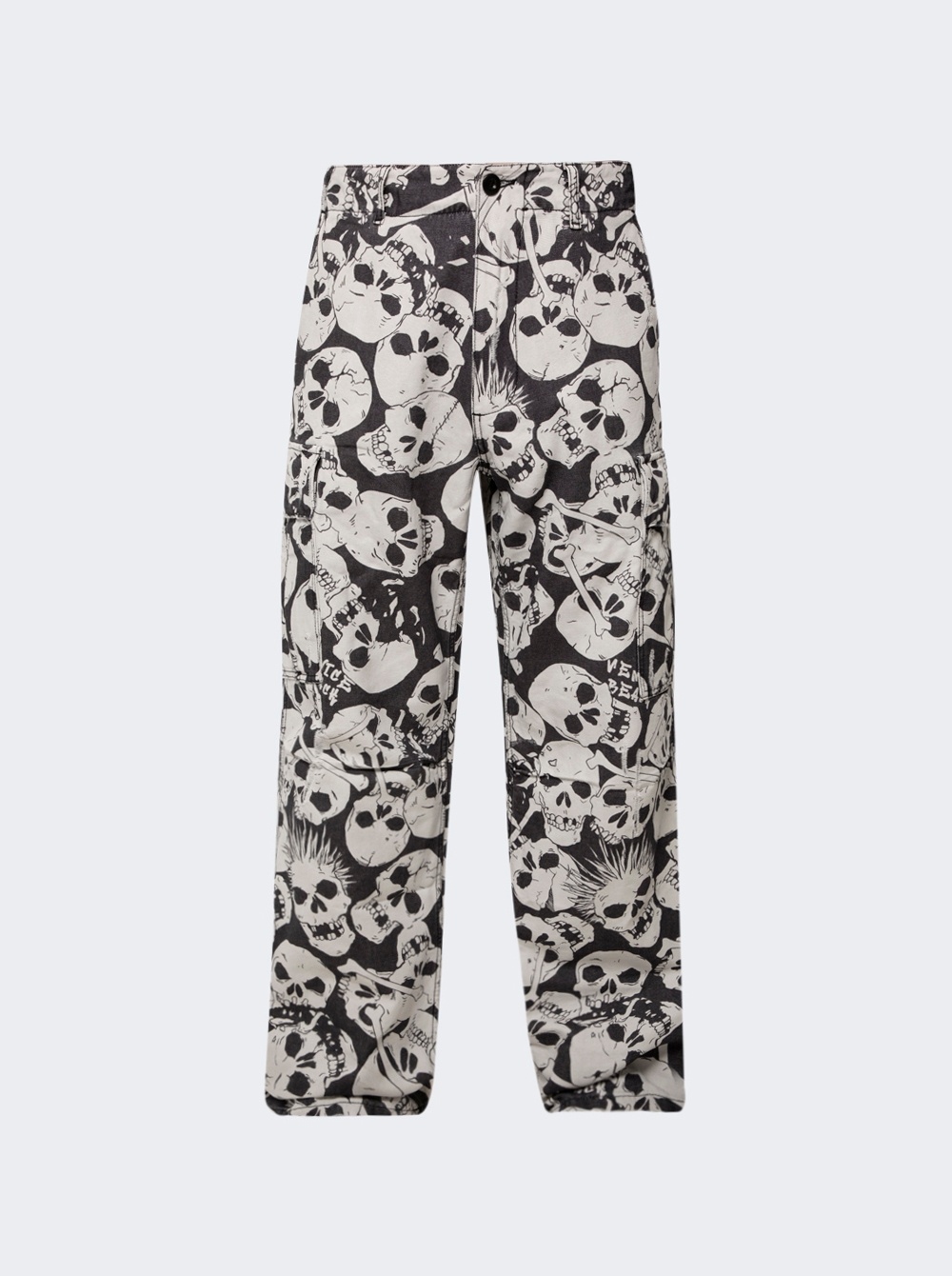 Unisex Skull Printed Woven Pants Black - 1