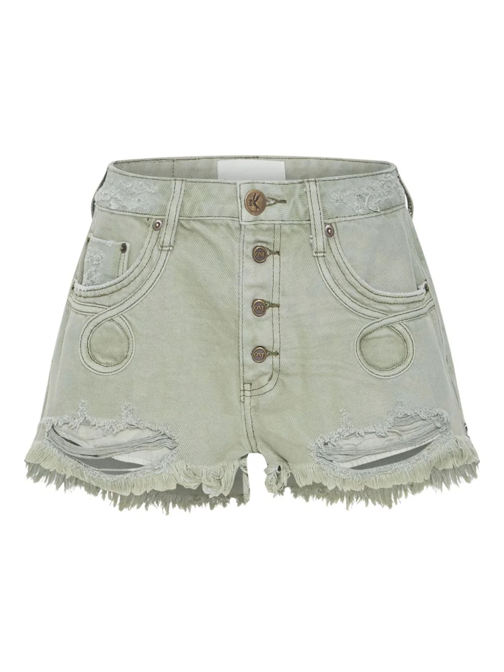 Le Wolves Le Loop buttoned frayed shorts - 1