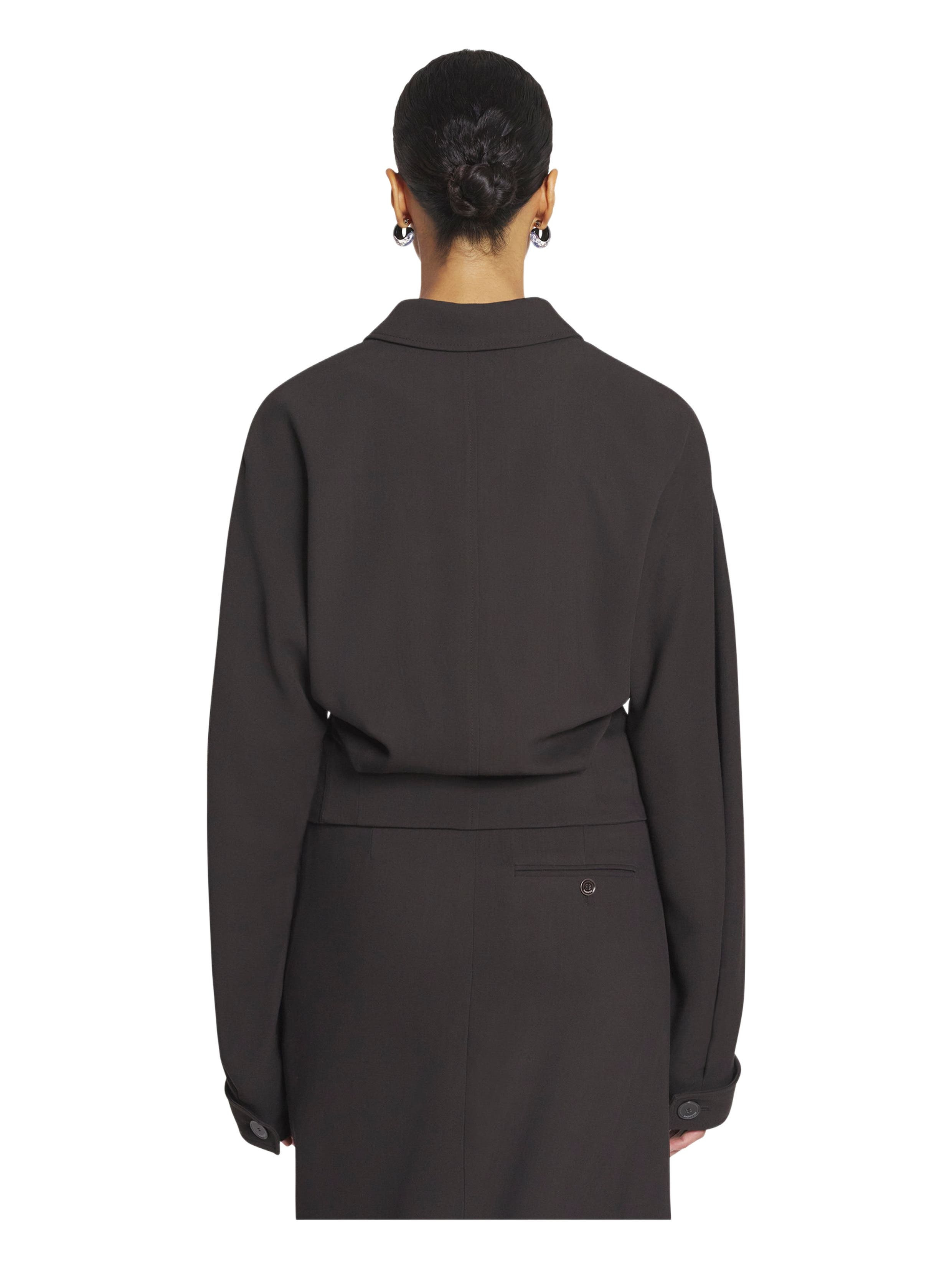 Lanvin Tailored Wool And Viscose Jacket in Dark Brown at Nordstrom - 5