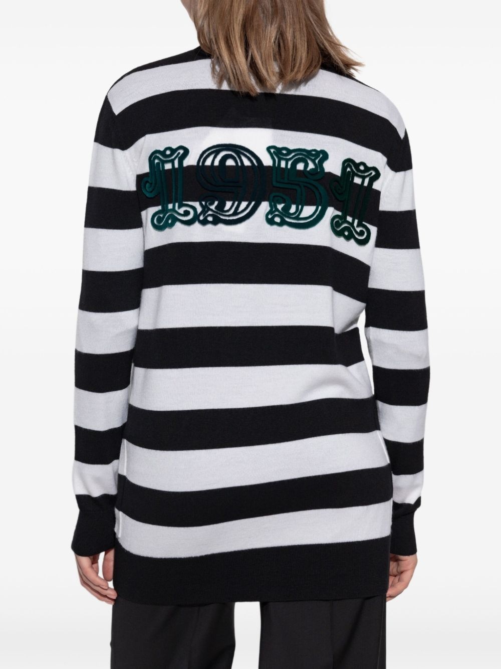 striped button-up cardigan - 4
