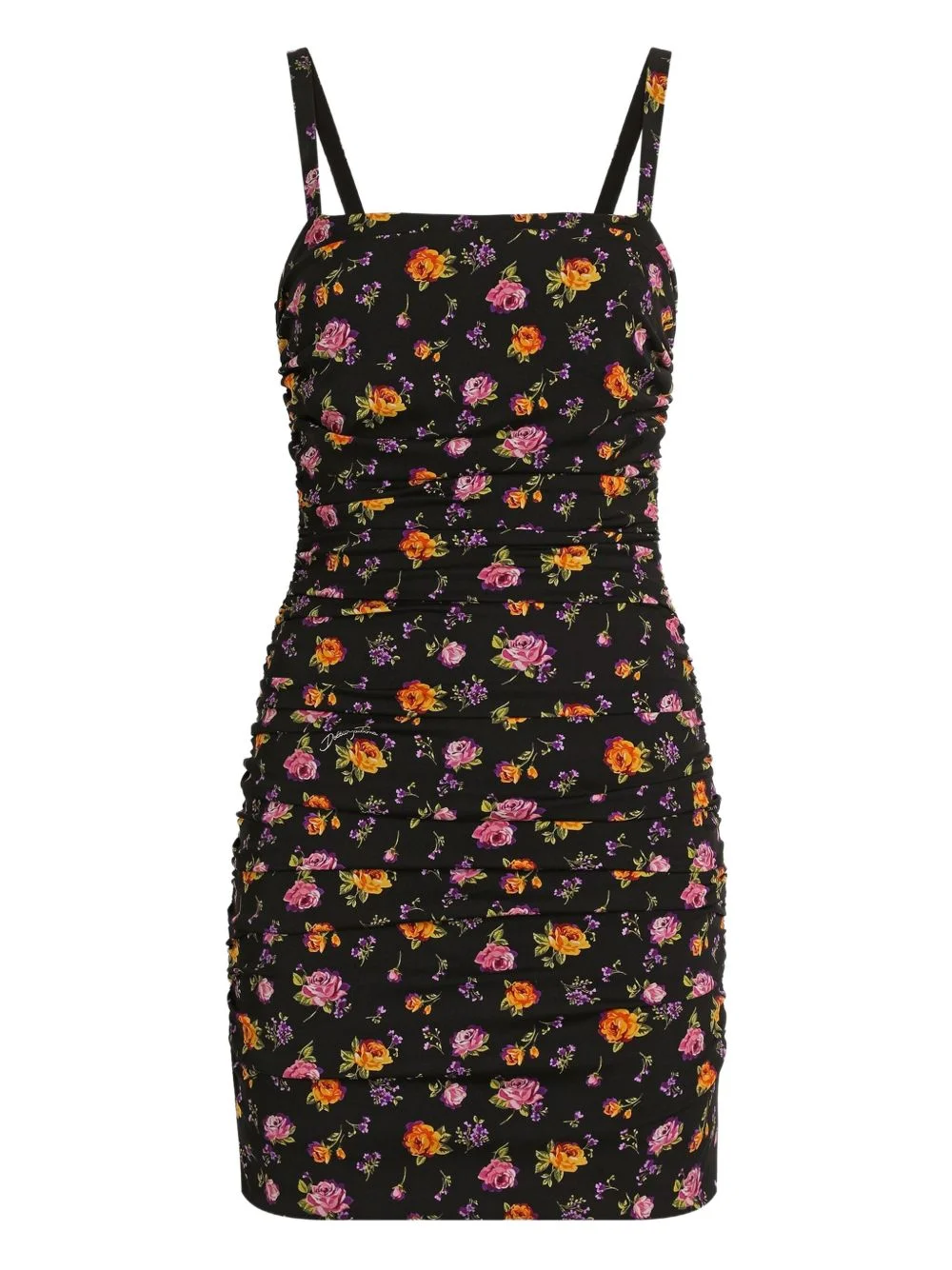 floral ruched mini dress - 1