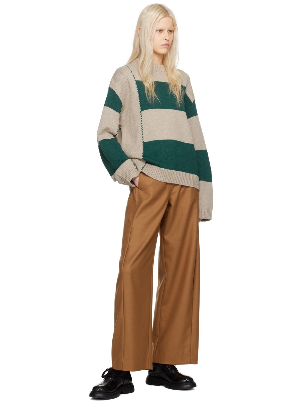 Beige & Green Baha Sweater - 4