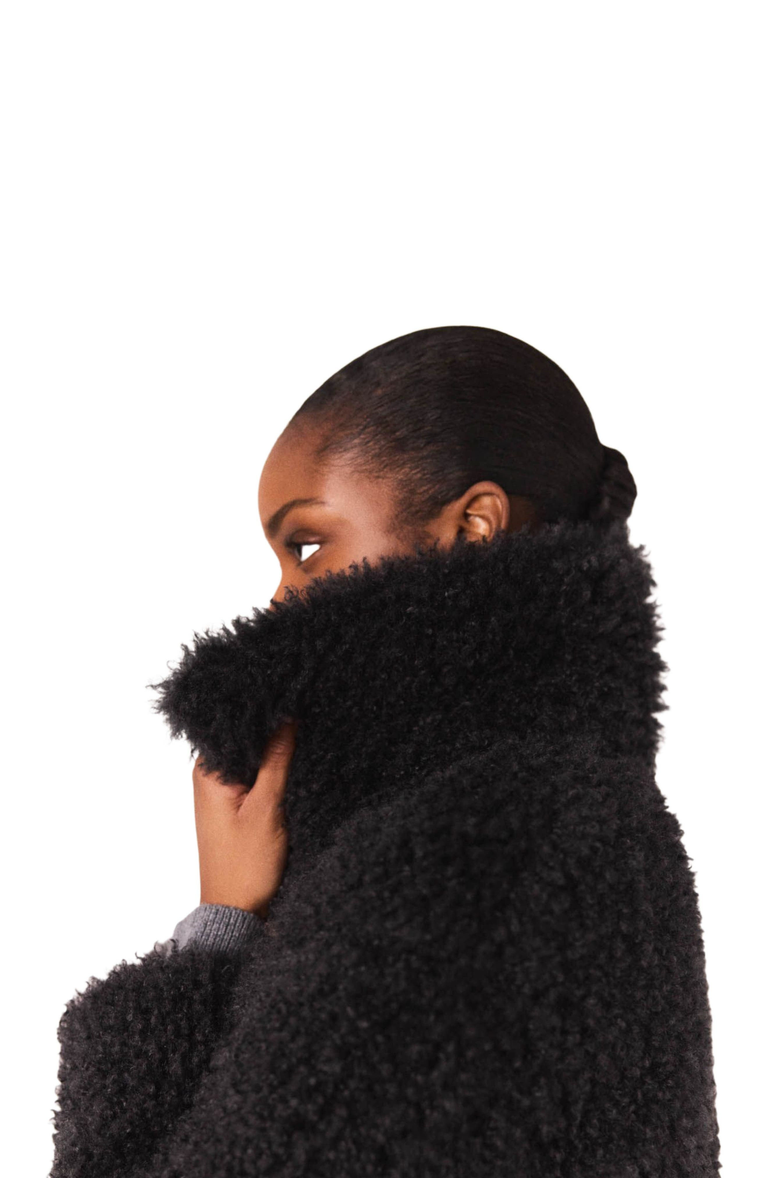 maje Short curly coat in Anthracite Grey at Nordstrom - 4