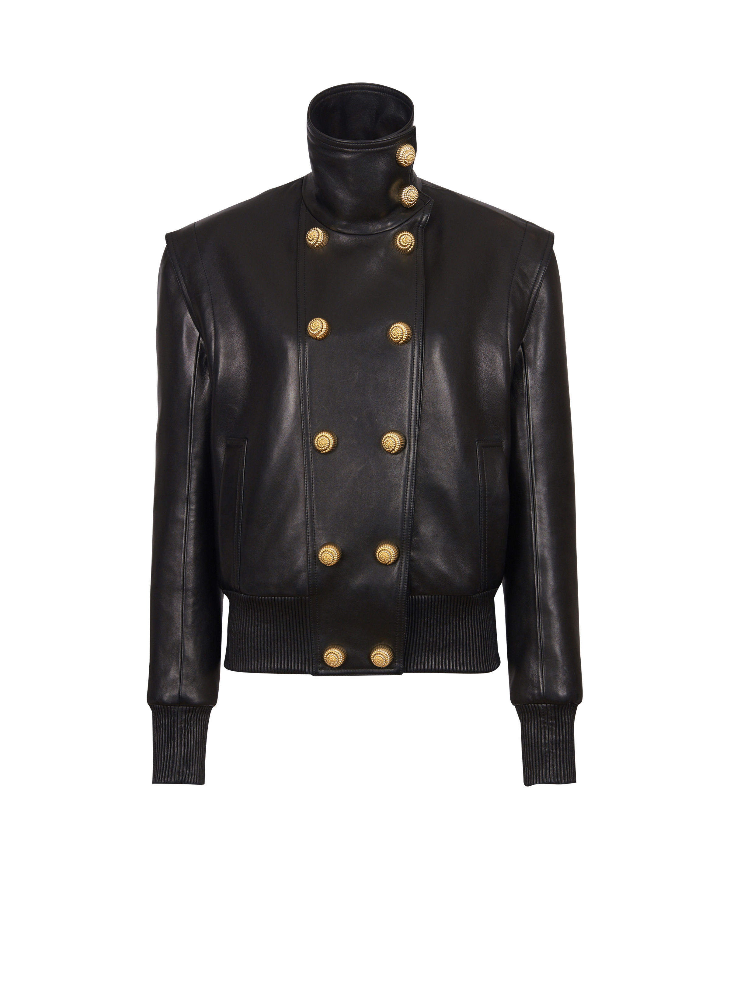 Lambskin leather aviator jacket with stand-up collar - 1