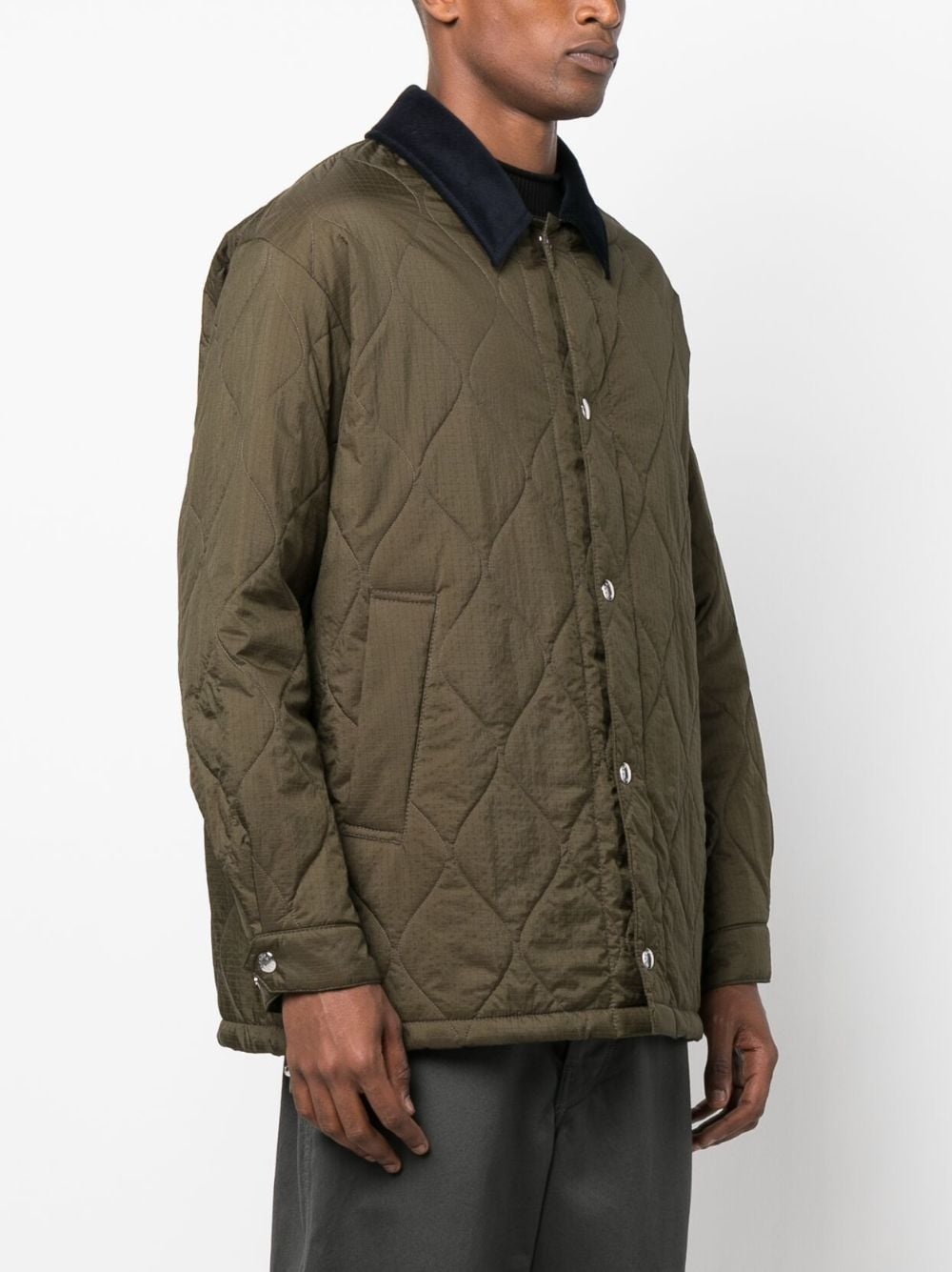 contrast-collar quilted jacket - 3