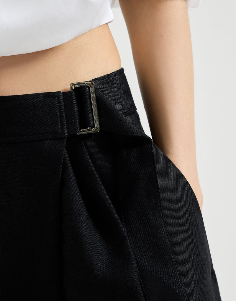 Viscose and linen fluid twill sartorial wrap trousers with monili 4