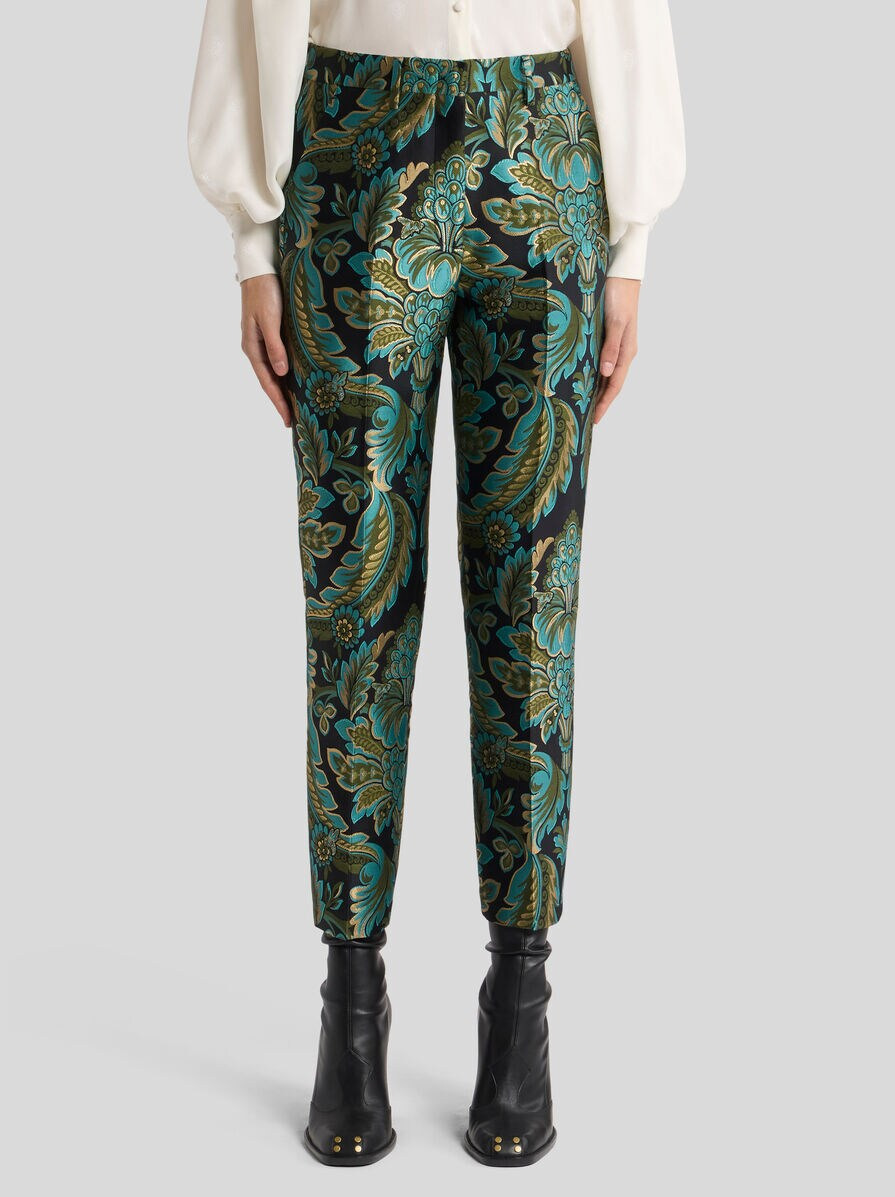 CIGARETTE TROUSERS WITH FLOWER AND BEE JACQUARD MOTIF - 2
