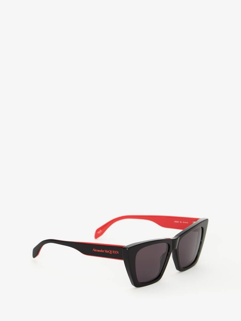 Selvedge Cat Eye Sunglasses in Black/red - 3
