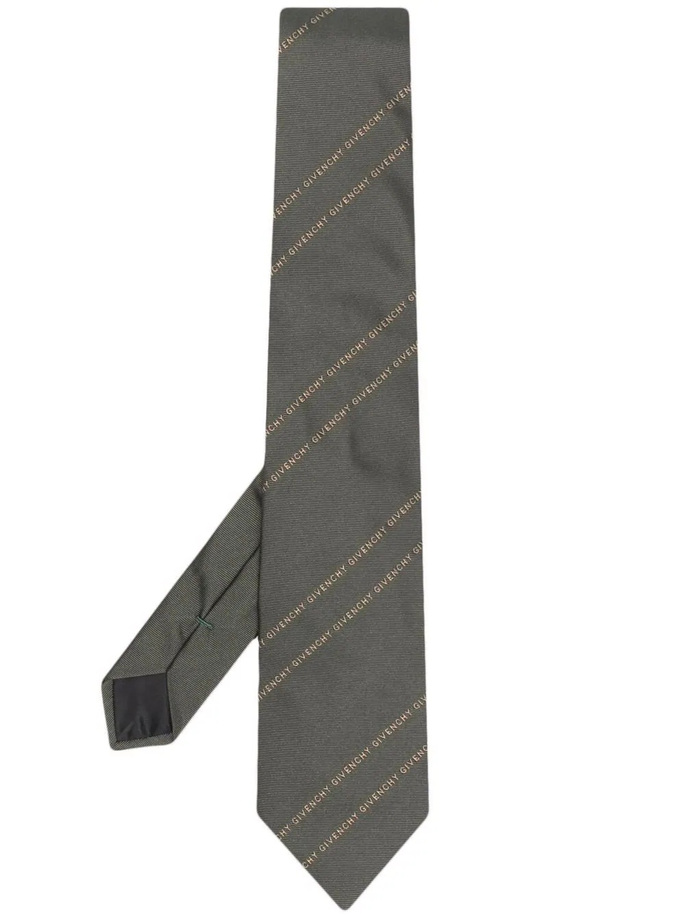 logo embroidered silk tie - 1