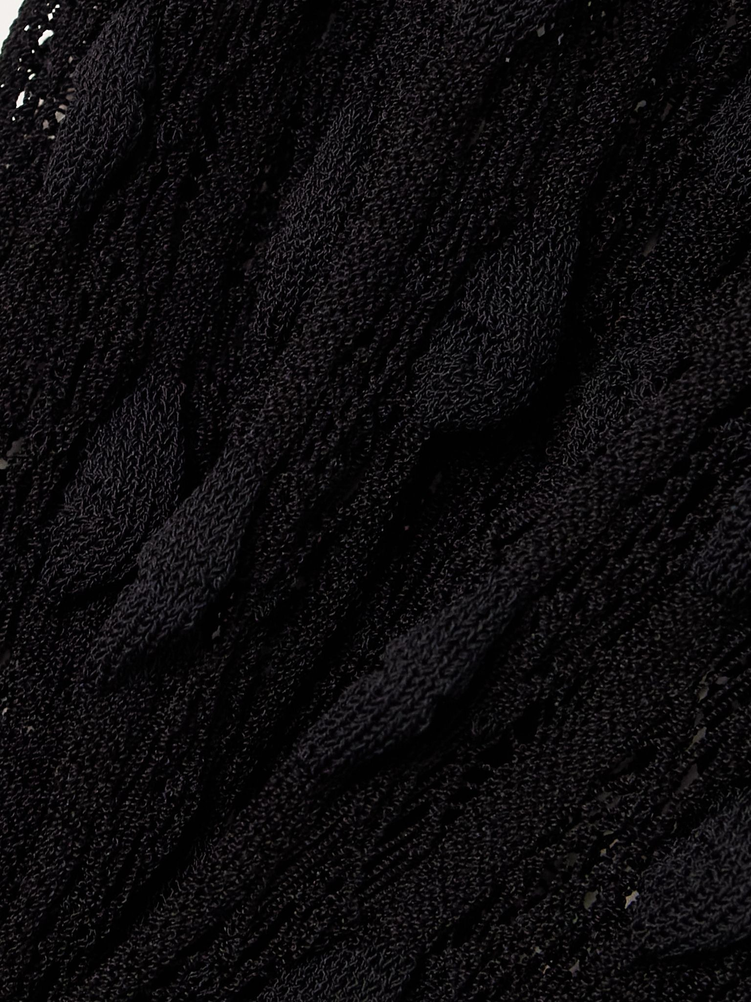 Open-knit straight-leg pants Black - 5