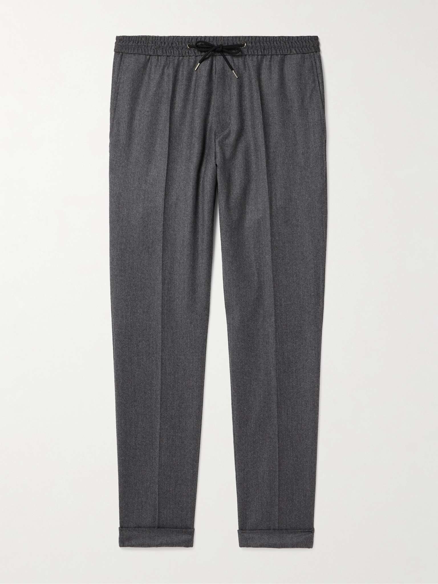 Straight-Leg Wool and Cashmere-Blend Flannel Drawstring Trousers - 1