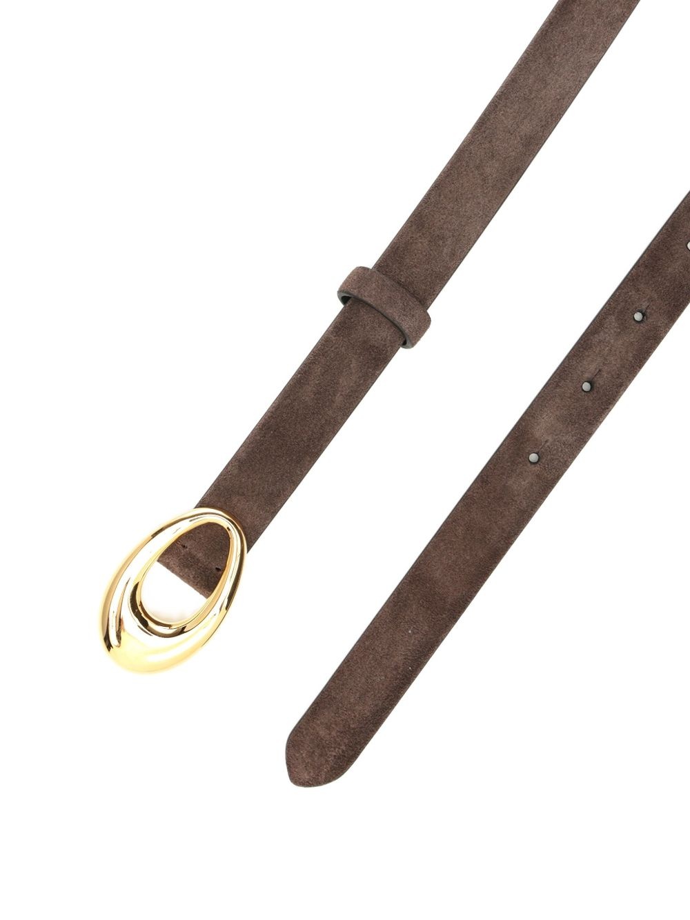 oval-buckle suede belt - 2