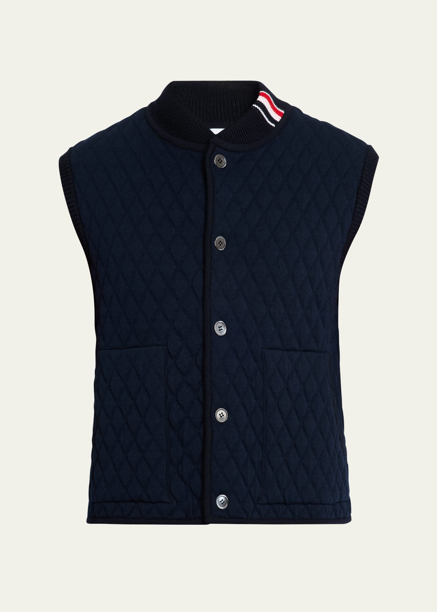 Men's Wool Quilted Knit Vest - 1