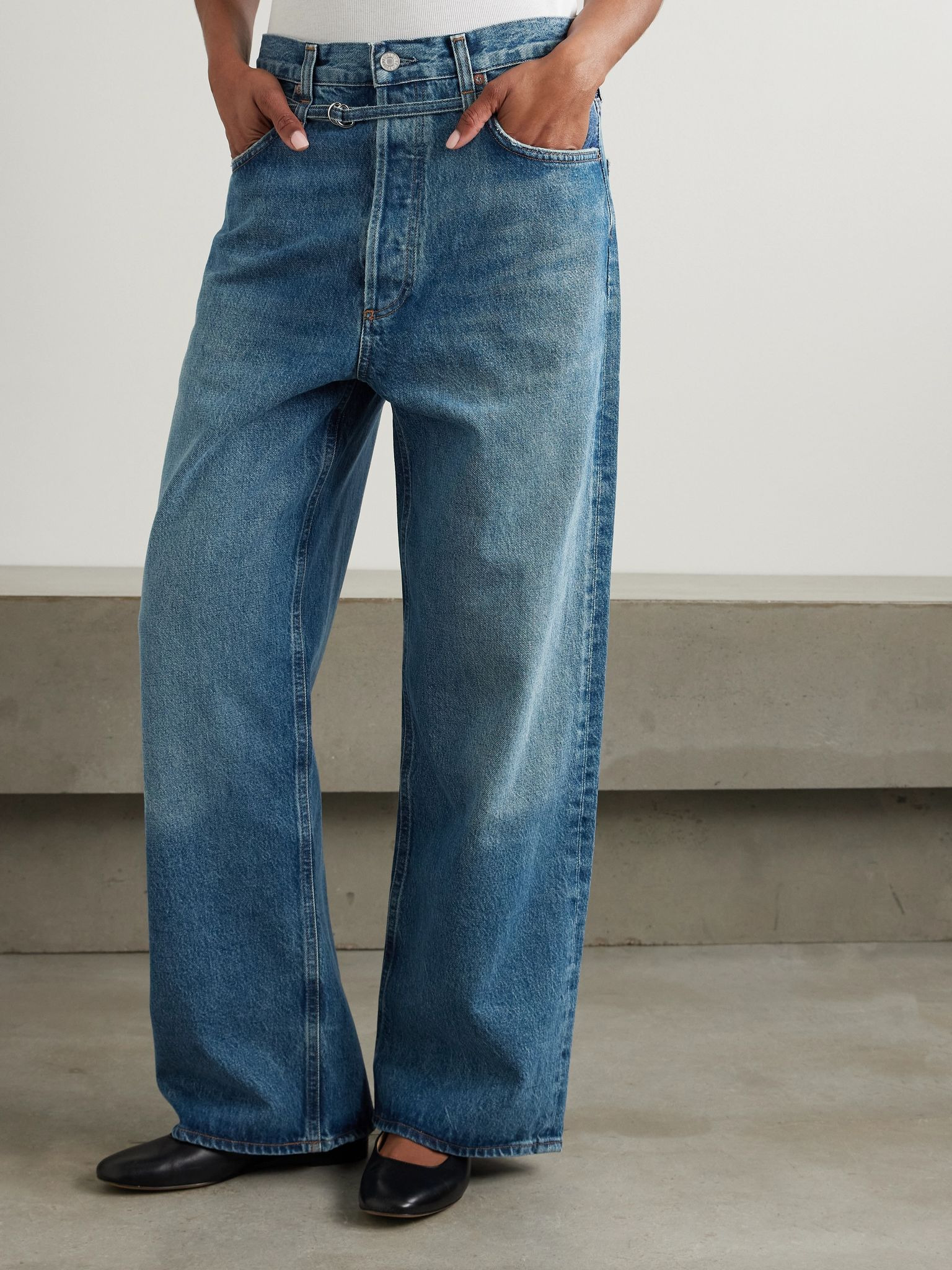 Emmi belted high-rise wide-leg jeans Mid denim - 3