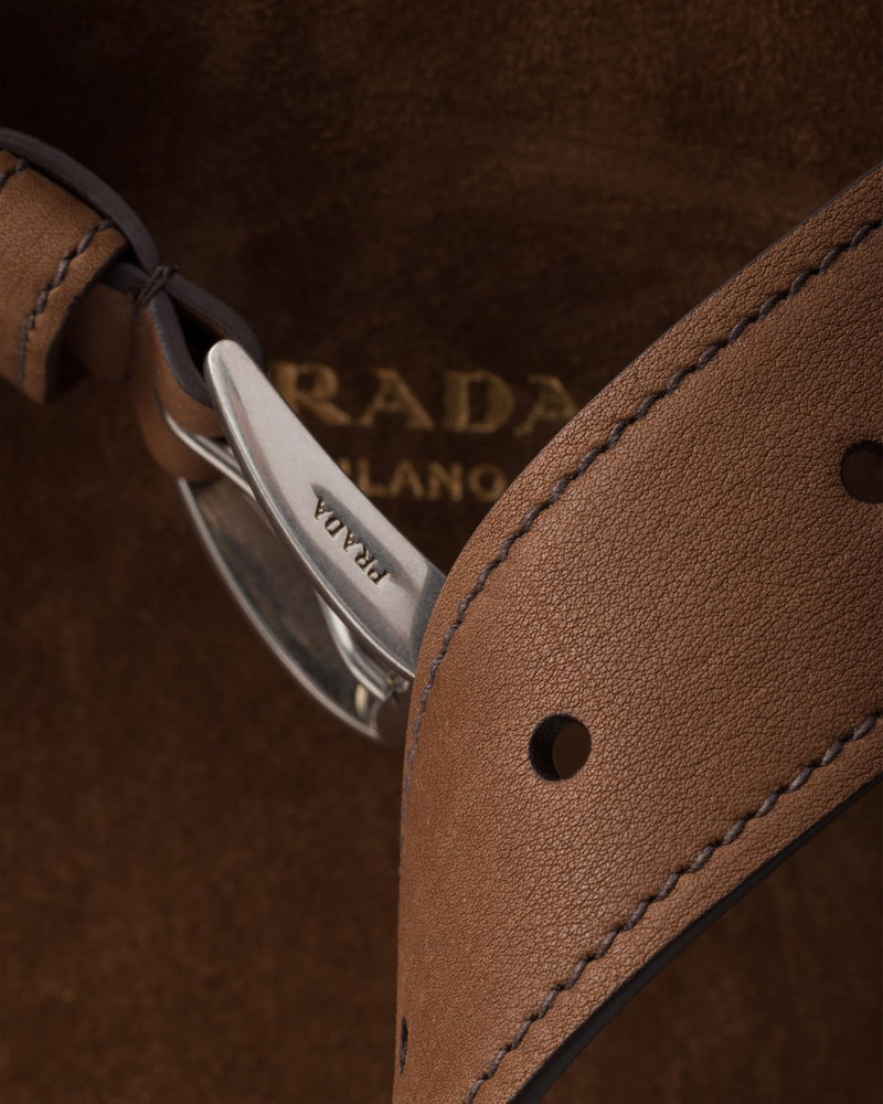 Men's Buckle Suede Shoulder Bag with Belt 5