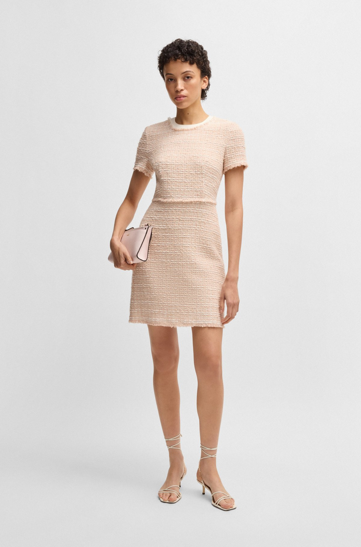 TWEED DRESS WITH STRETCH-COTTON TRIMS - 2