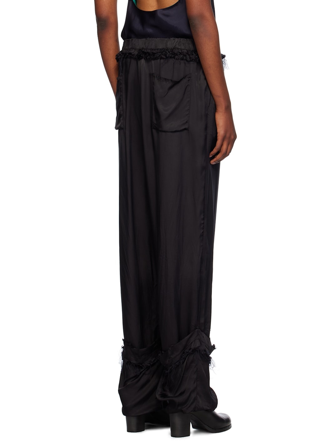Black Fraying Cuff Trousers - 3