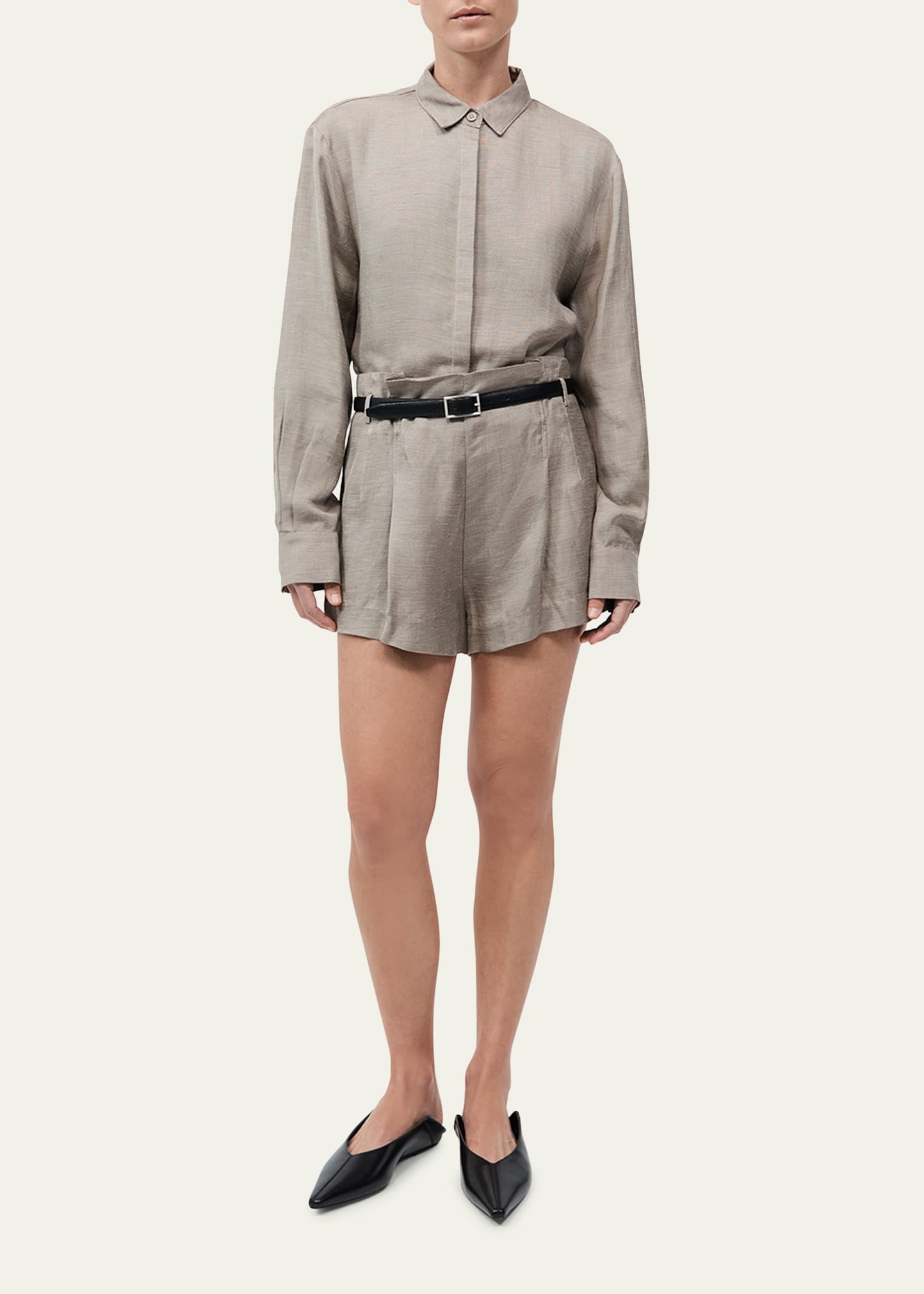 Melange Paper Bag Shorts - 2