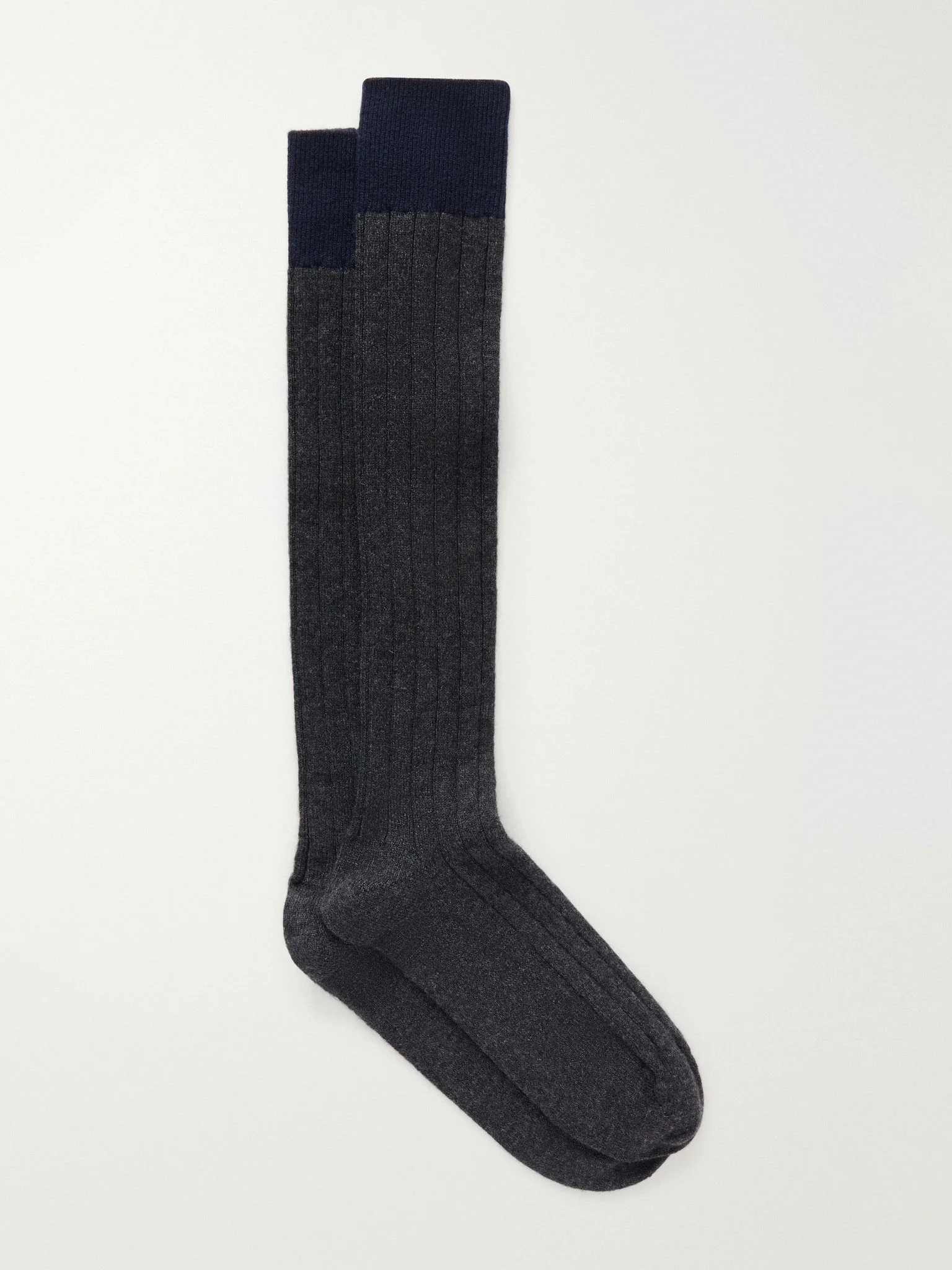 Ainsley two-tone cashmere-blend socks Charcoal - 1