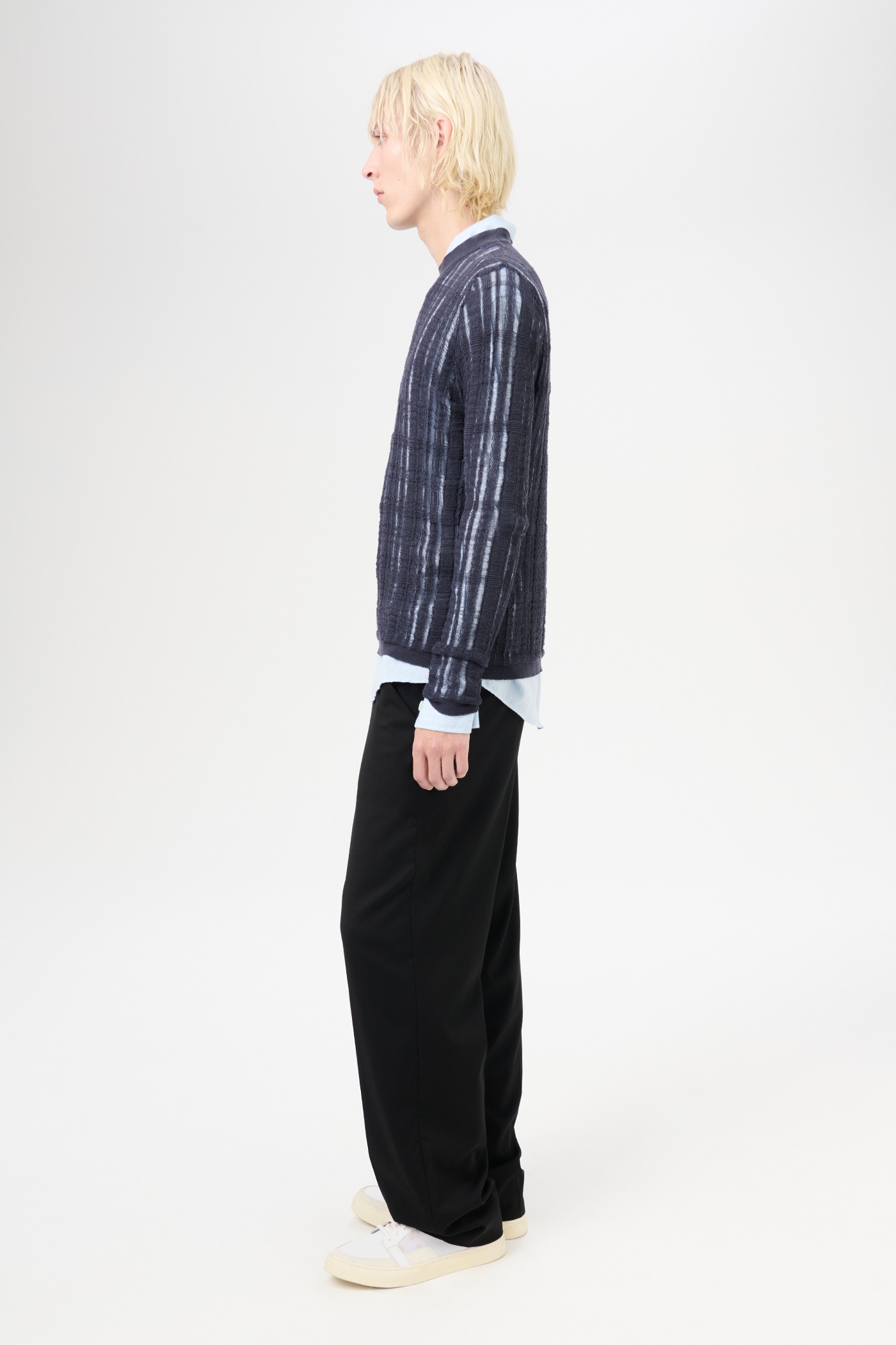 Formal Roundneck Washed Navy Tech Cotton - 6
