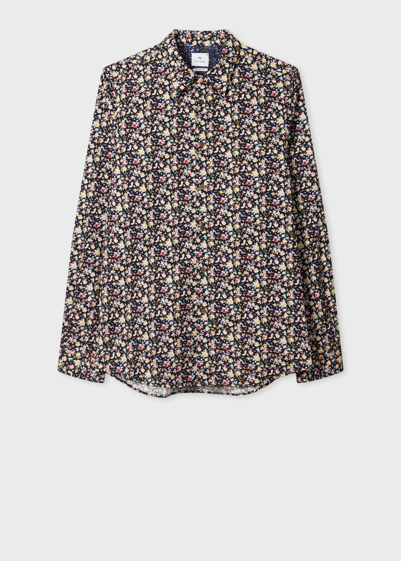 Black 'Good Fortune Floral' Tailored-Fit Shirt 1