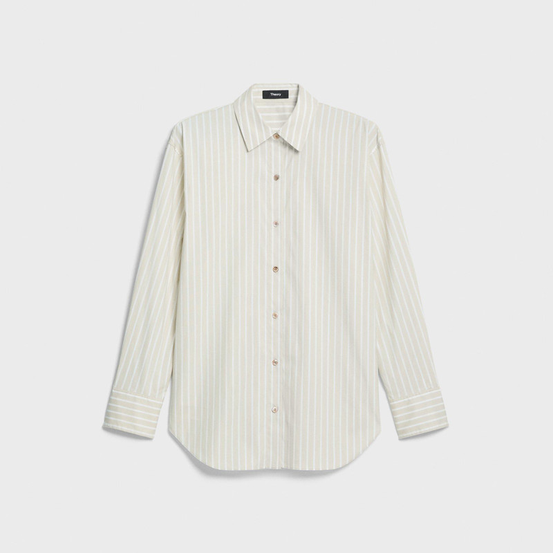 Boyfriend Shirt in Striped Cotton-Blend 1