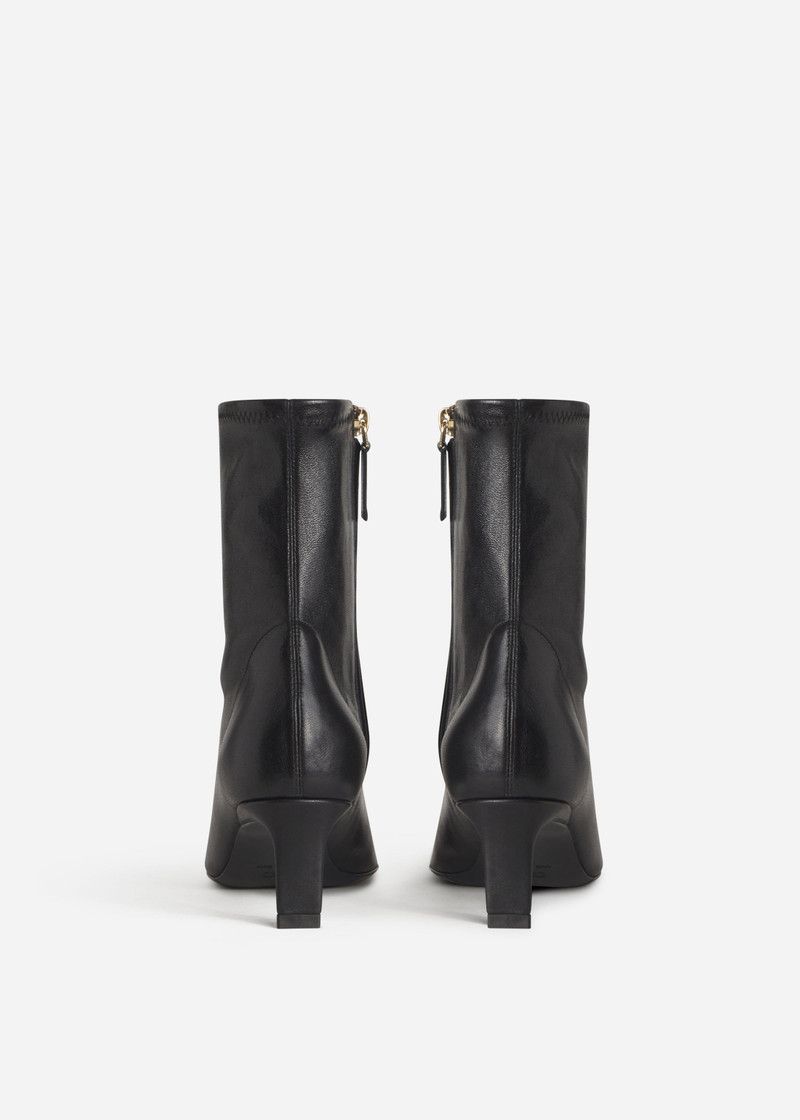 Pointed Heel Bootie in Stretch Leather- Black 3