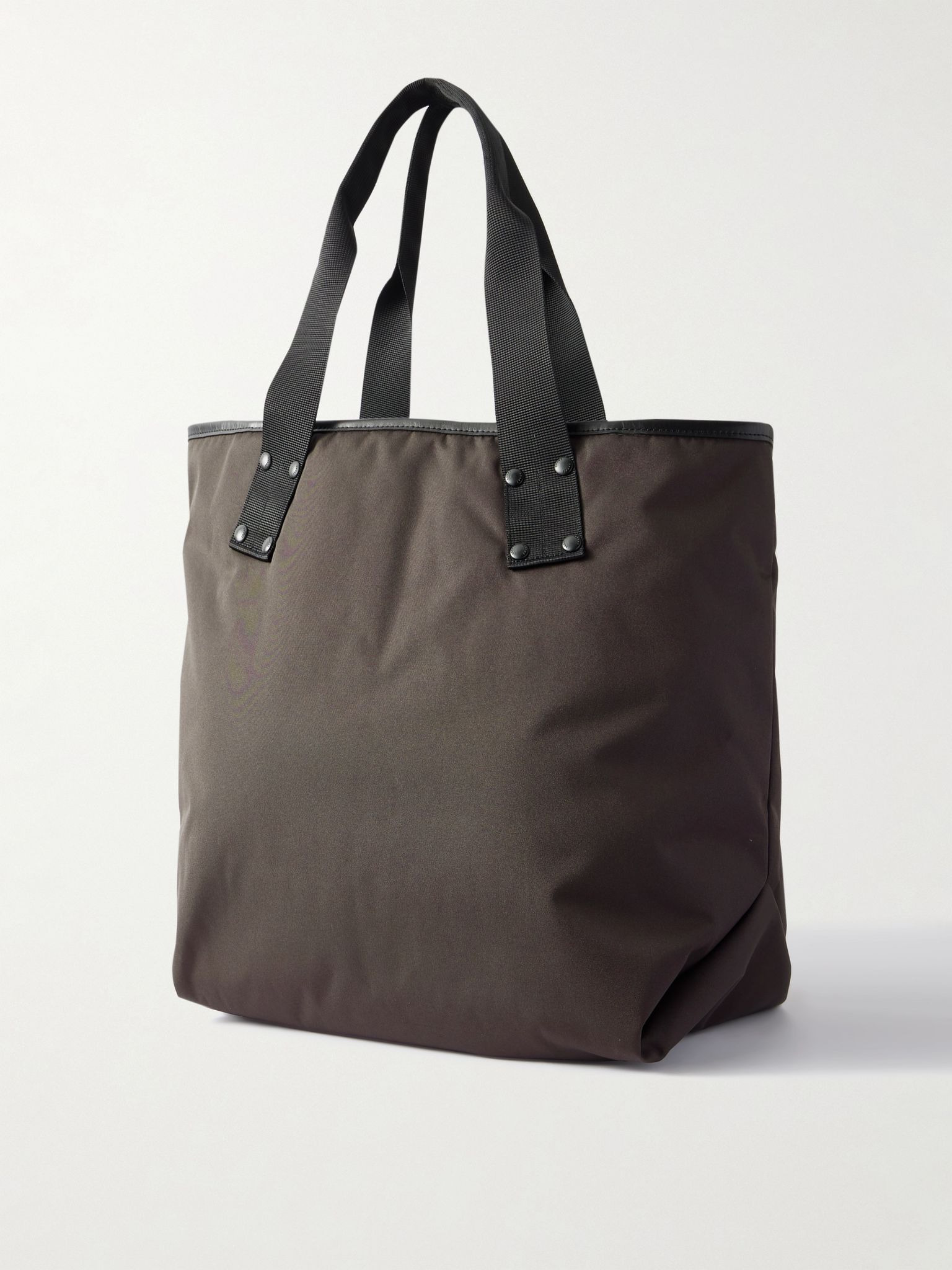 Leather-Trimmed Shell Tote Bag Brown - 3
