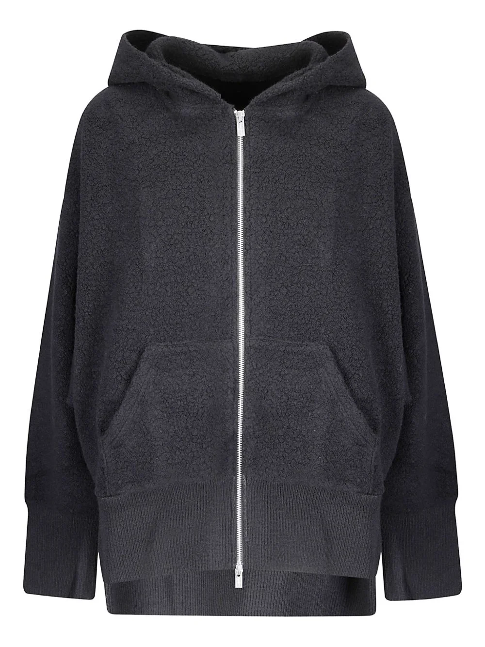 fleece-texture zip-up hoodie - 1