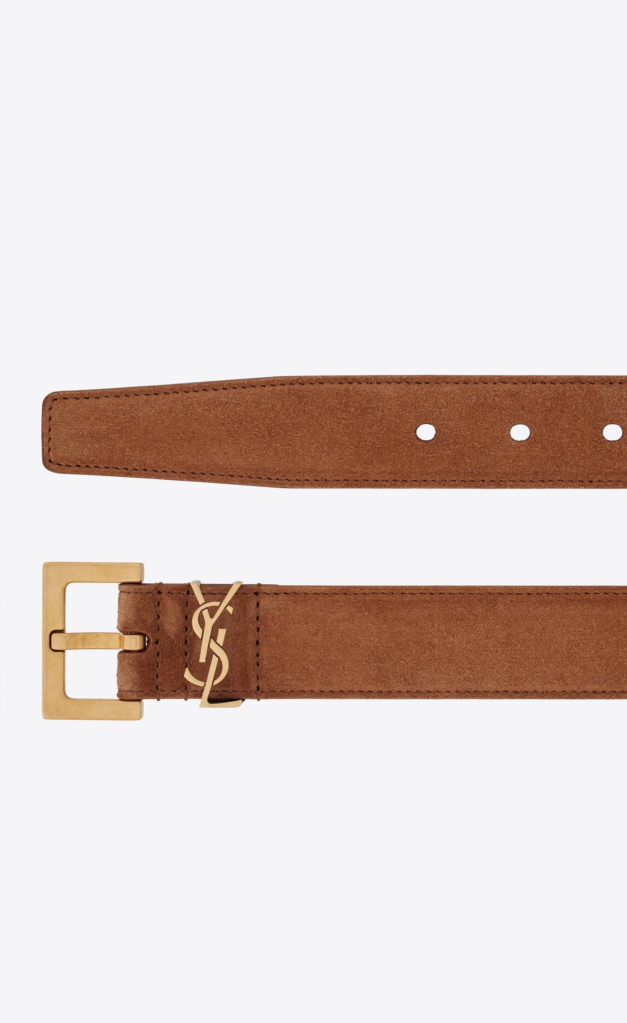 monogramme belt with square buckle in suede - 2