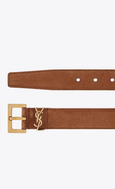 SAINT LAURENT monogramme belt with square buckle in suede outlook