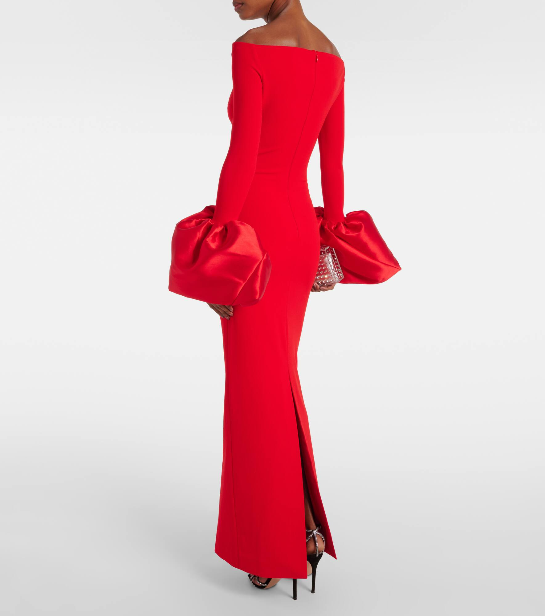 Talia off-shoulder crêpe gown - 3