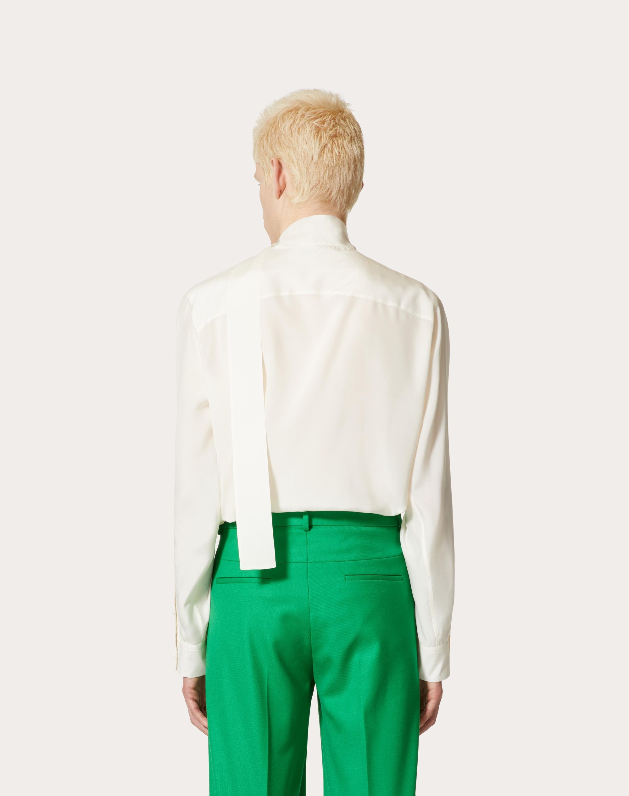 WASHED SILK SHIRT WITH NECK TIE - 4