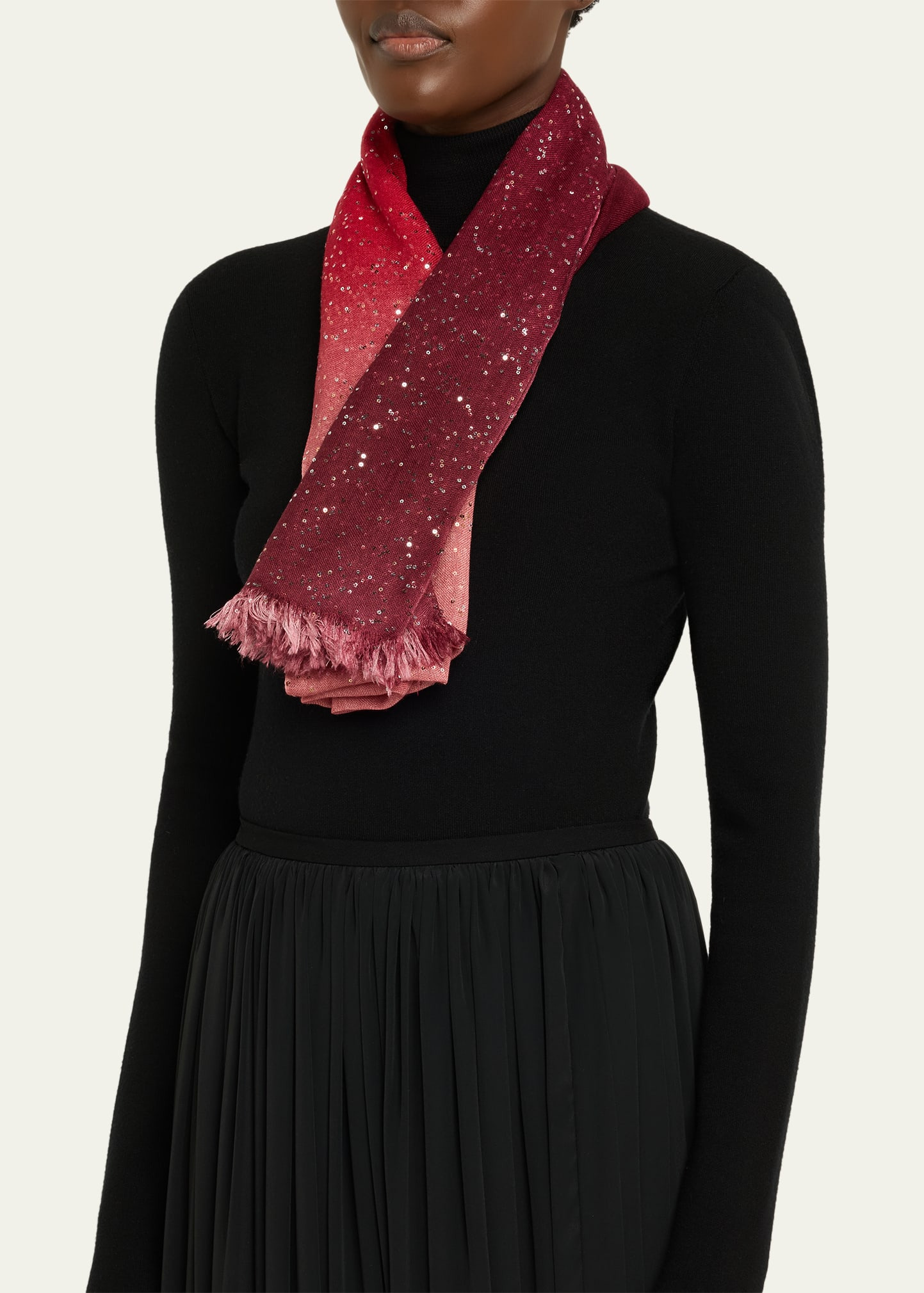 New Dania Ombre Sequined Wool Silk Scarf - 3
