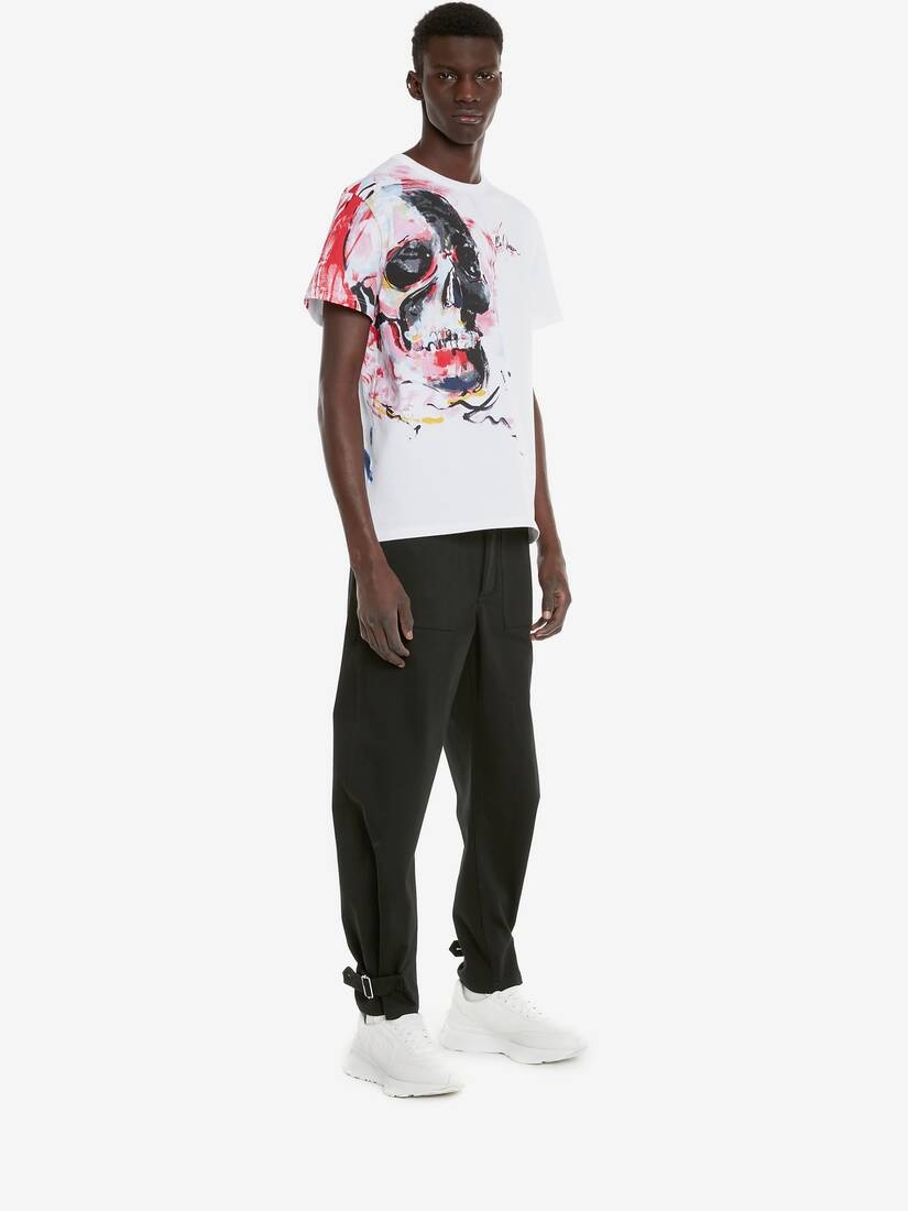 Men's Engineered Paint Skull T-shirt in White - 3