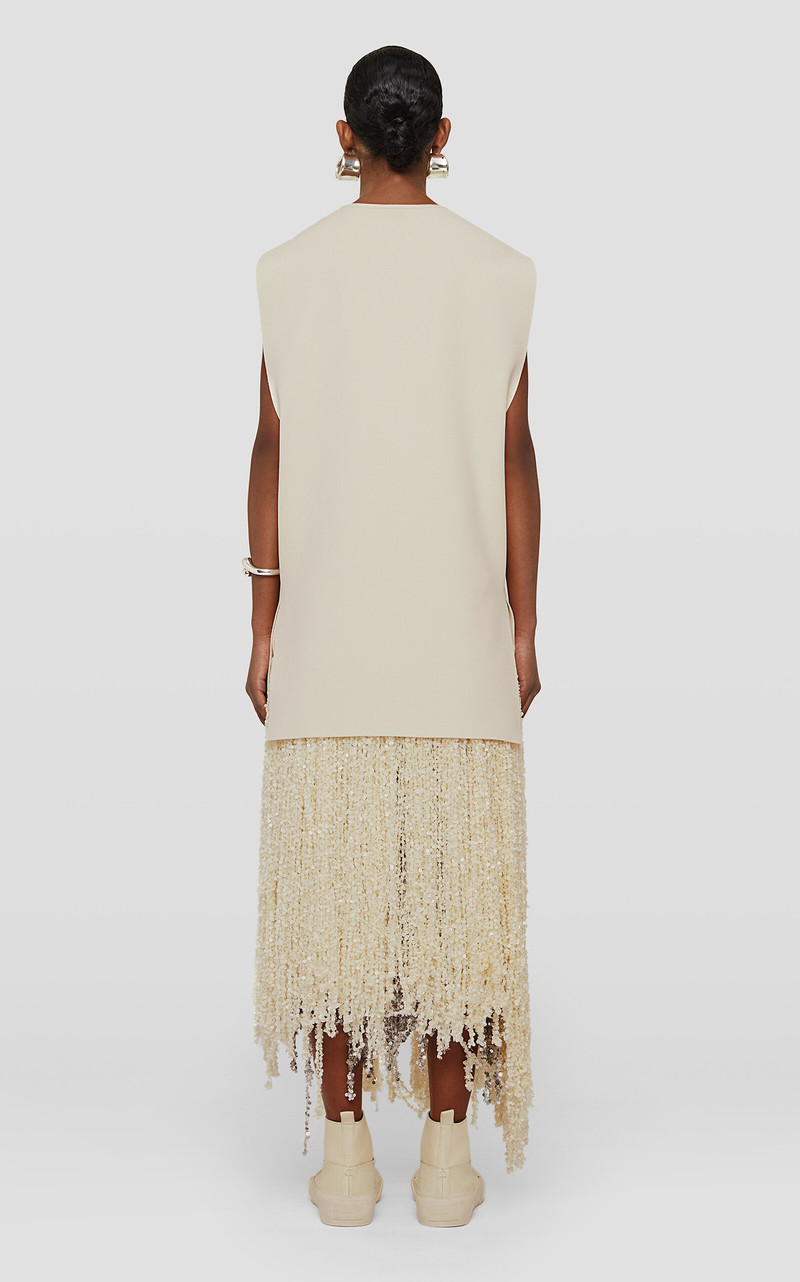 Sequin Fringed Midi Dress ivory 4