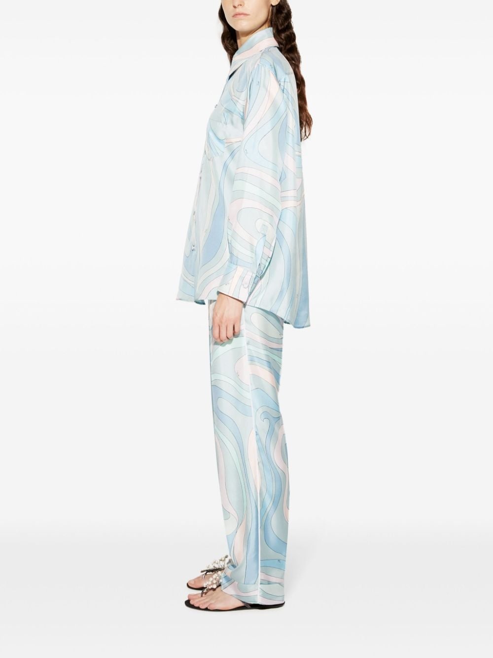 all-over graphic print silk twill shirt - 3