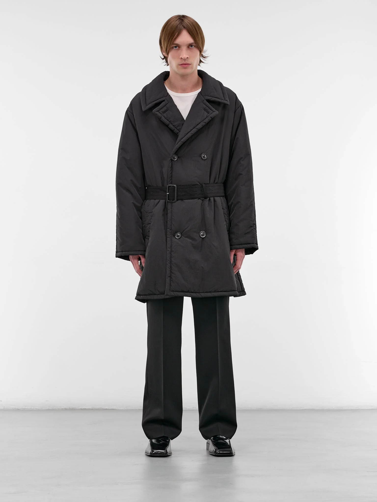 Black Nylon Caban Padded Coat - 1